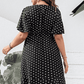 Plus Size Polka Dot Flutter Sleeve Dress