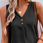 Full Size Decorative Button V-Neck Tank