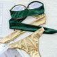 Two-Tone Ring Detail Tied Bikini Set