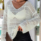 Openwork V-Neck Long Sleeve Knit Top