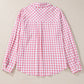 Pocketed Plaid Collared Neck Long Sleeve Shirt