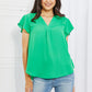 Sew In Love Just For You Full Size Short Ruffled Sleeve length Top in Green