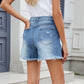 Distressed Raw Hem Denim Shorts