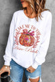 Graphic Round Neck Long Sleeve Sweatshirt White