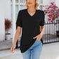 V-Neck Short Sleeve Blouse