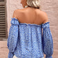 Honey Off Shoulder Printed Frill Trim Blouse