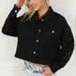 Sequin Button Up Raw Hem Denim Jacket