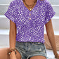 Printed V-Neck Short Sleeve Blouse