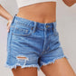 Distressed Raw Hem Denim Shorts