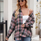 Mandy Pocketed Plaid Collared Neck Long Sleeve Shirt