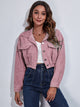 Collared Neck Dropped Shoulder Buttoned Jacket Dusty Pink