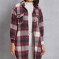 MeiMei Plaid Button Up Dropped Shoulder Coat with Pockets