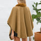 Fuzzy Trim Open Front Poncho