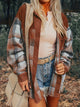 Plaid Collared Neck Button Up Shacket Brown