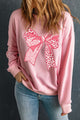 Bow Graphic Round Neck Long Sleeve Sweatshirt Blush Pink