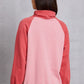 Color Block Drawstring Mock Neck Sweatshirt