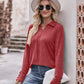 Mandy Decorative Button Johnny Collar Long Sleeve Blouse