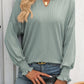 Mandy Textured Notched Lantern Sleeve T-Shirt