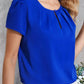 Ruched Round Neck Short Sleeve Blouse