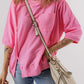 Round Neck Half Sleeve Slit T-Shirt