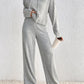 Drawstring Ribbed Hoodie and Straight Leg Pants Set