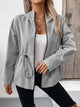 Ivy Lane Drawstring Zip Up Hooded Jacket Gray