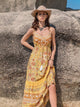 Tassel Printed Tiered Cami Dress Gold