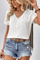 Perfee Textured Lace Trim Tee Shirt White