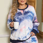 Plus Size Tie-Dye Long Sleeve Top and Shorts Set