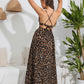 Leopard Deep V Tie Back Split Dress