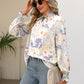 Printed Tie Neck Flounce Sleeve Blouse