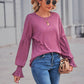 Round Neck Flounce Sleeve Blouse