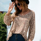 Printed V-Neck Balloon Sleeve Blouse