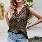 Shiny Leopard Spliced Lace Scalloped Tank