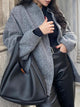 Full Size Snap Down Drop Shoulder Jacket Dark Gray