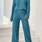 Ribbed Half Button Top and Pants Set