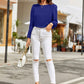 Round Neck Balloon Sleeve Blouse