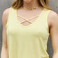 BOMBOM Criss Cross Front Detail Sleeveless Top in Butter Yellow