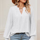 Eyelet Notched Long Sleeve T-Shirt