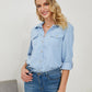 Pocketed Button Up Long Sleeve Denim Shirt