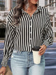 Perfee Striped Dropped Shoulder Smocked Wristband Shirt Stripe