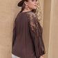 Plus Size Lace Detail Tie Neck Long Sleeve Blouse