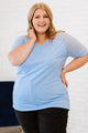 Plus Size V-Neck Raglan Sleeve Tee Light Blue