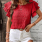 Round Neck Flounce Sleeve Blouse