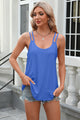 Eyelet Scoop Neck Spaghetti Strap Cami Blue