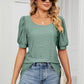 Eyelet Puff Sleeve Round Neck Top