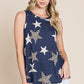 BOMBOM Star Print Waffle Knit Tank