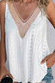 Lace Detail Eyelet V-Neck Tank White