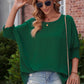 Round Neck Dolman Sleeve Textured Blouse