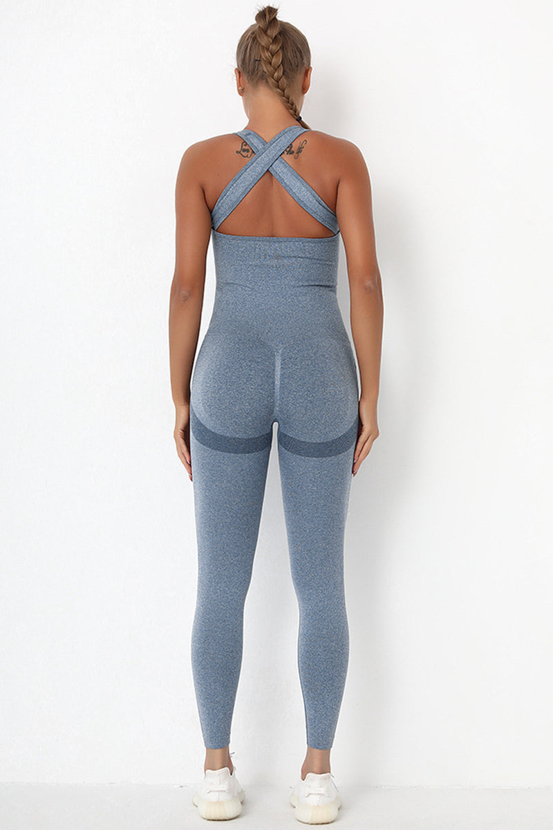 Crisscross Wide Strap Active Jumpsuit